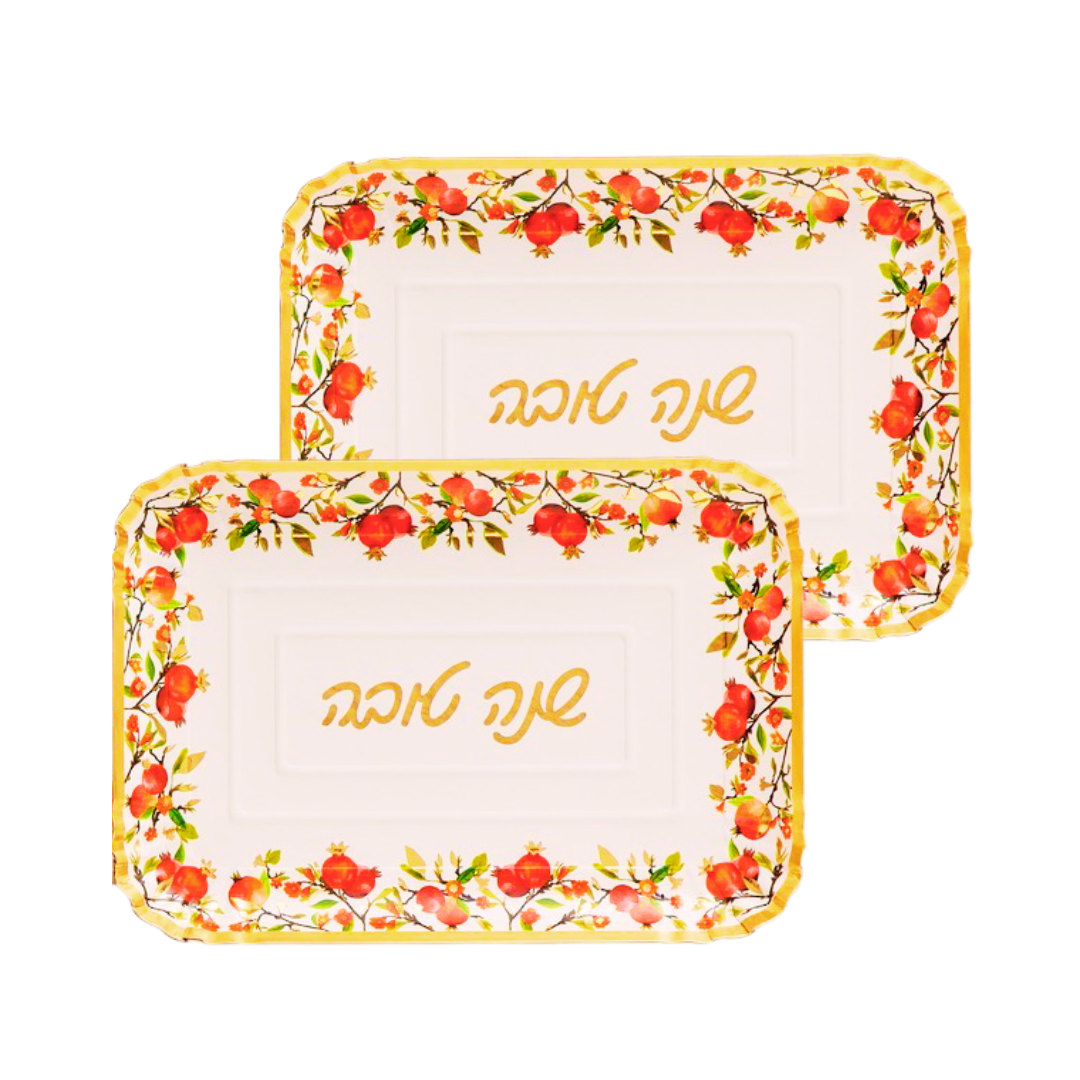 מגש מלבני שנה טובה 3 יח' - אדום