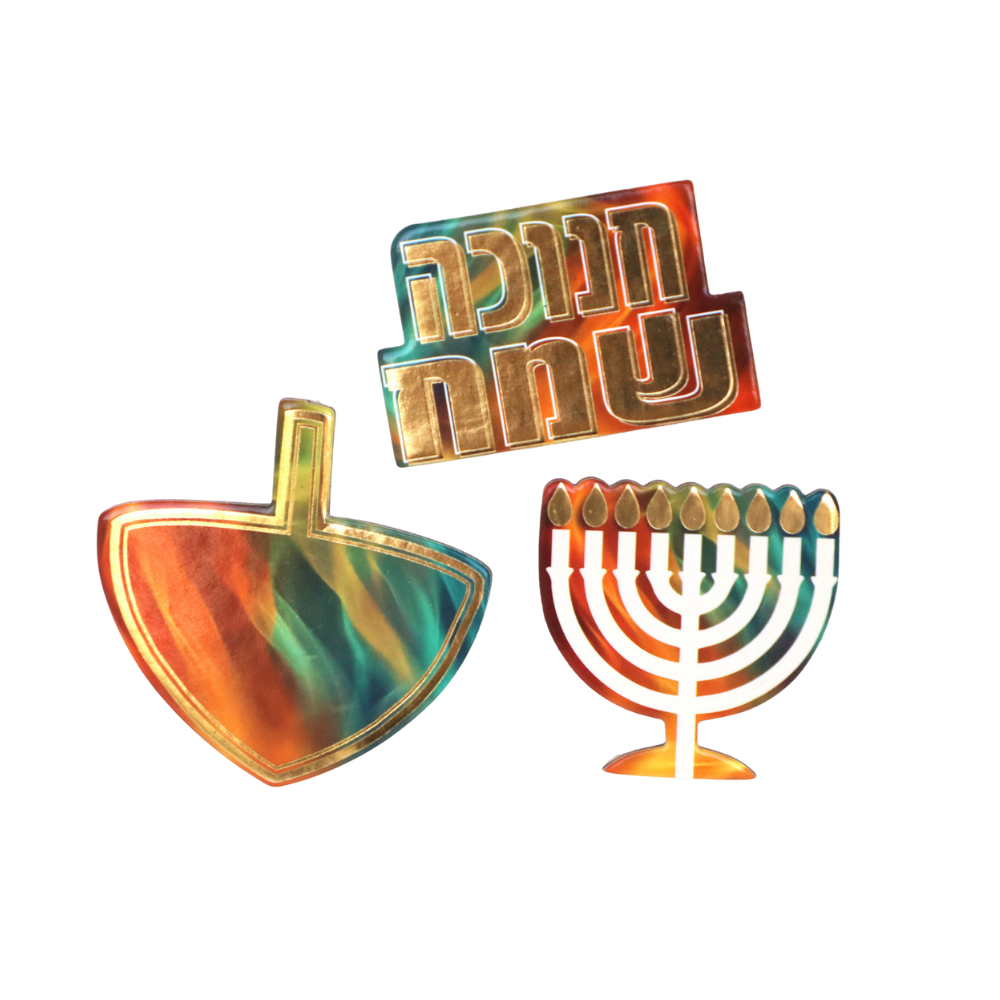 קישוט שולחן חנוכה 12 יח' - צבעוני 