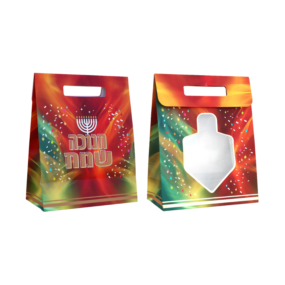שקית נייר עם חלון סביבון לחנוכה