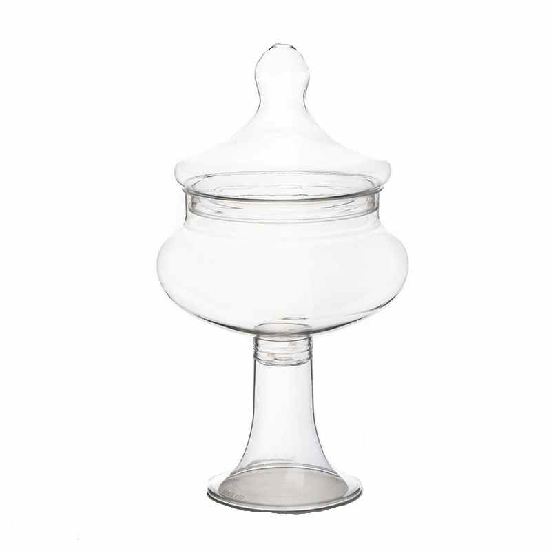 קערה על רגל מפלסטיק + מכסה - שקוף