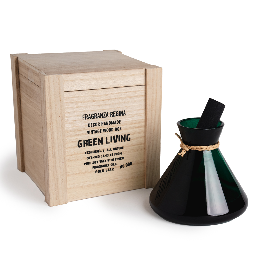 מפיץ ריח קופסאת עץ ירוק 120 מ"ל