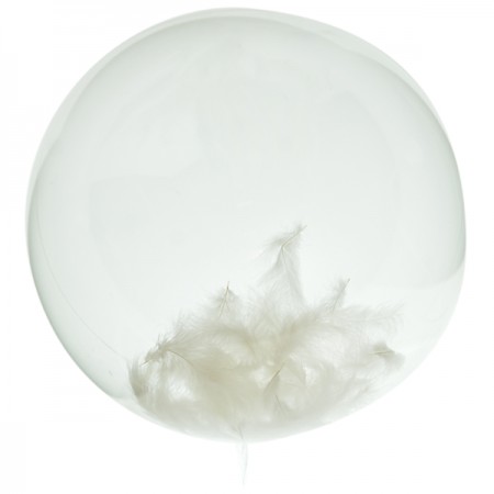 בלון שקוף מילוי נוצות - לבן