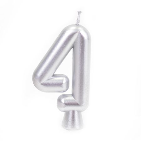 נר יום הולדת מספר 4 - כסף