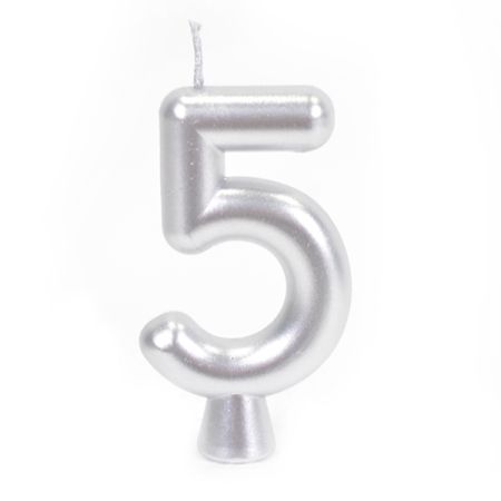 נר יום הולדת מספר 5 - כסף