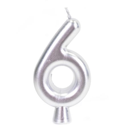 נר יום הולדת מספר 6 - כסף