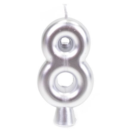 נר יום הולדת מספר 8 - כסף