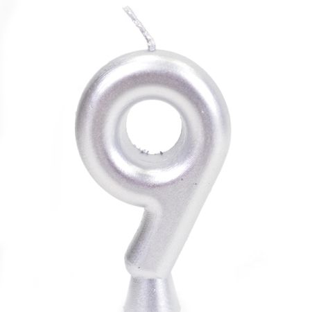 נר יום הולדת מספר 9 - כסף