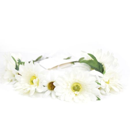 זר לראש חמניה - לבן