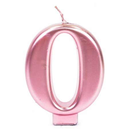 נר יום הולדת מספר 0 מטאלי גדול - רוזגולד
