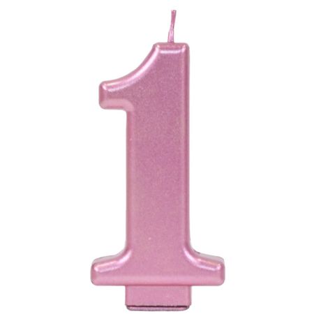 נר יום הולדת מספר 1 מטאלי גדול - רוזגולד