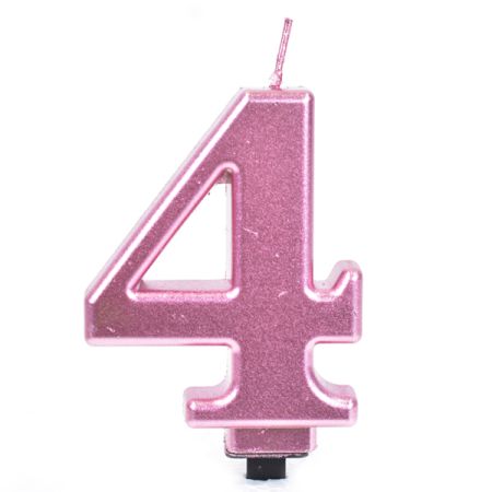 נר יום הולדת מספר 4 מטאלי גדול - רוזגולד