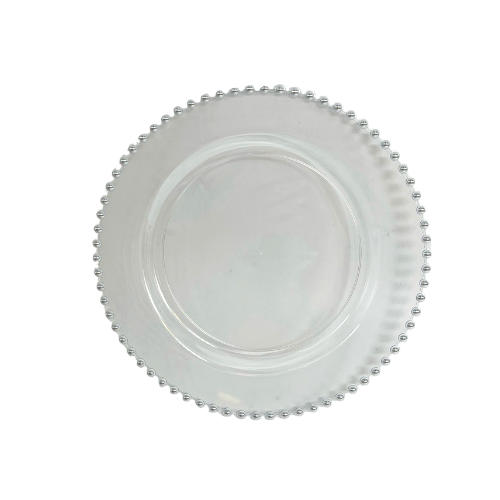 צלחת פלסטיק 7 פנינה 10 יח' - שקוף כסף