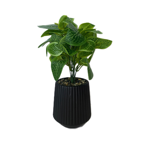 עציץ עיצוב פסים לנוי 30 ס"מ - שחור