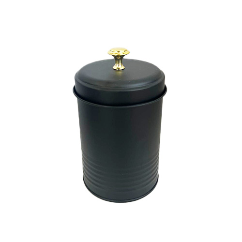 צנצנת מתכת מכסה מהודר - שחור ידית זהב