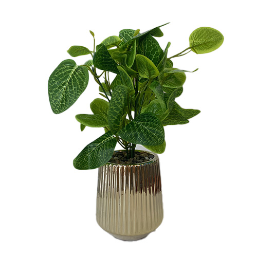 עציץ עיצוב פסים לנוי 30 ס"מ - זהב