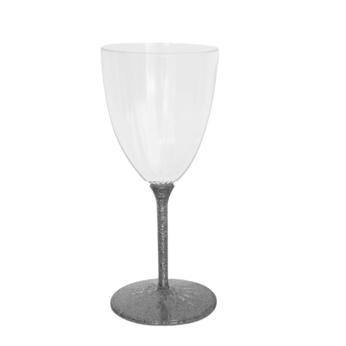 כוס יין מהודרת מפלסטיק 6 יח' - ניצוצות כסף