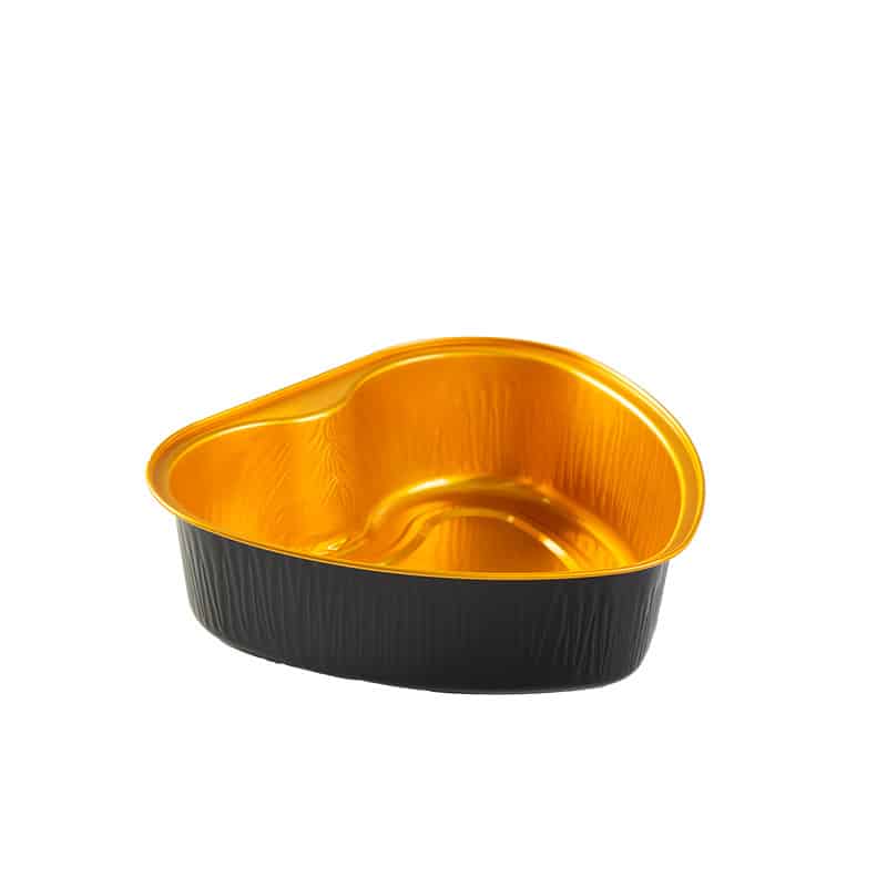 4 יח' תבנית אלומיניום לב + מכסה - שחור זהב