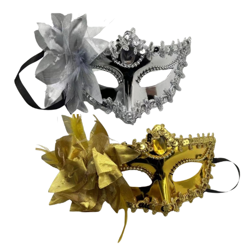 מסכה מעוטרת פפיון - זהב