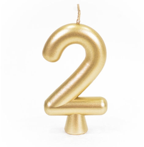 נר יום הולדת מספר 2 - זהב