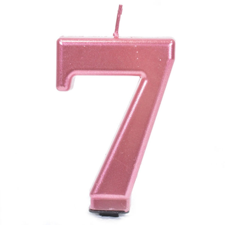 נר יום הולדת מספר 7 מטאלי גדול - רוזגולד