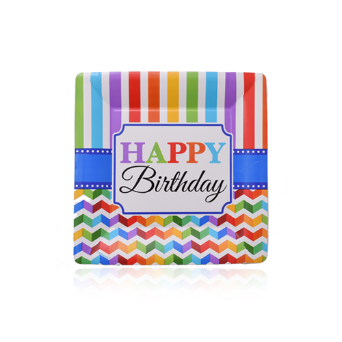 צלחת נייר 7 יום הולדת - צבעוני