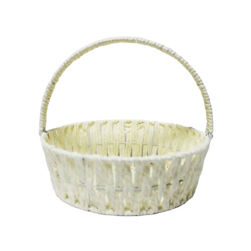 סלסלה קלועה ראטן בינוני - בז'