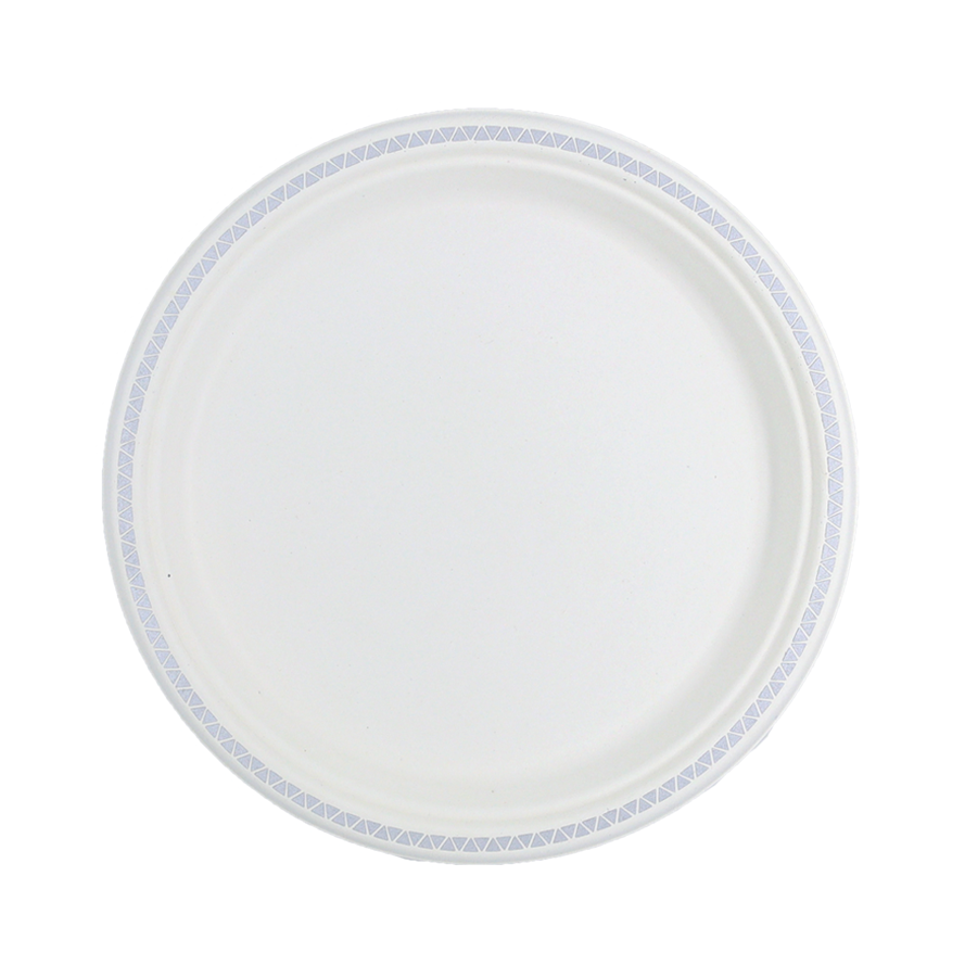 צלחת 9 מתכלה קנה סוכר מודפס 20 יח' - כסף