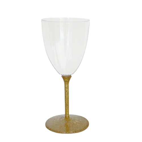 כוס יין מהודרת מפלסטיק 6 יח' - ניצוצות זהב