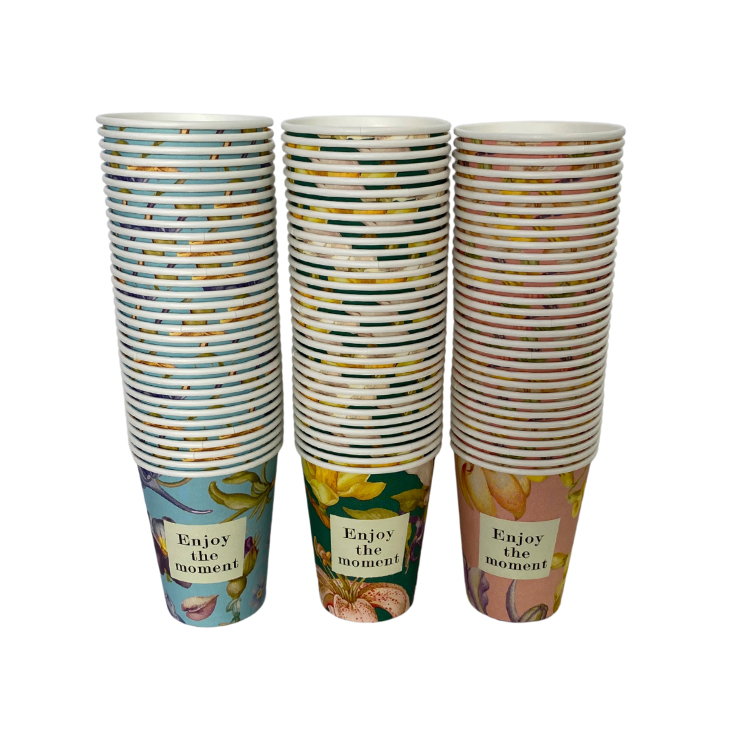 מארז 96 כוס נייר לשתייה חמה - פרחוני