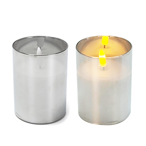 דמוי נר זכוכית 10ס"מ - אפור