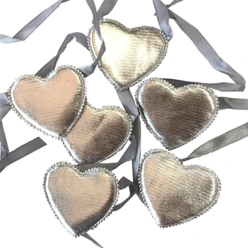 כרית חינה לב עם סרט קשירה - כסף