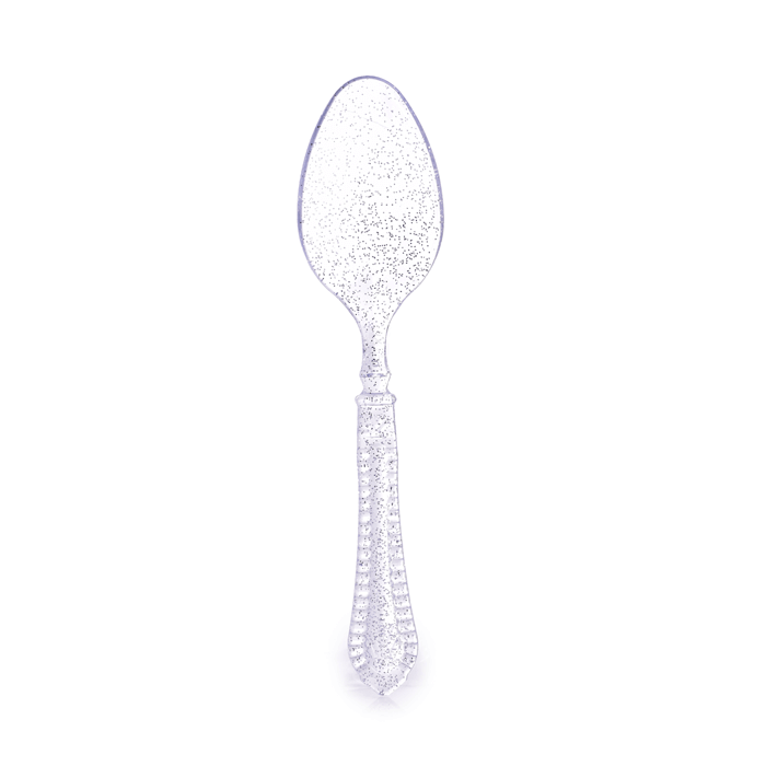 כף פלסטיק יוקרתי וינטג' 10 יח' - ניצוצות כסף