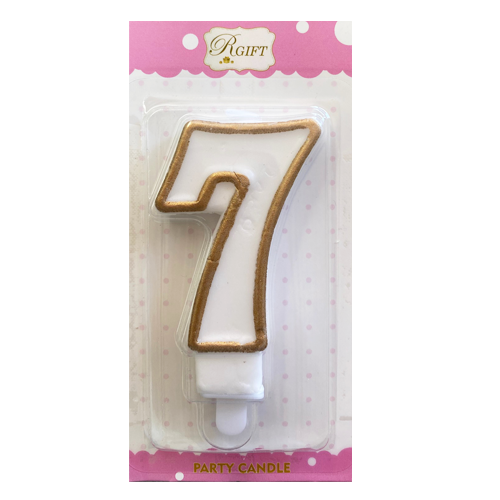נר יום הולדת מספר 7 + מסגרת - זהב
