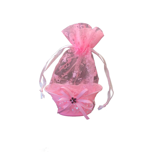 סלסלה עם שקית לבריתה 12 יח'  - ורוד