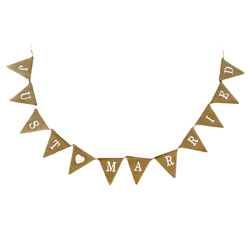 שרשרת דגלונים יוטה JUST M כיתוב לבן 