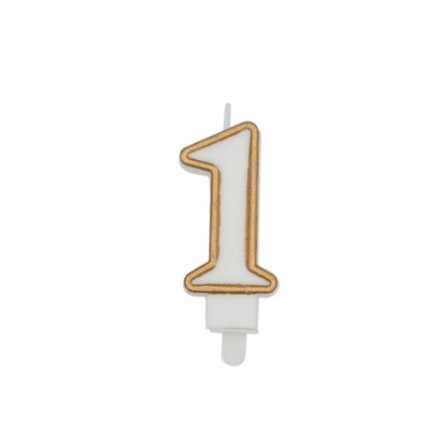 נר יום הולדת מספר 1 + מסגרת - זהב
