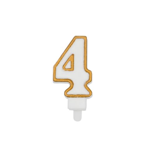 נר יום הולדת מספר 4 + מסגרת - זהב