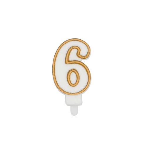 נר יום הולדת מספר 6 + מסגרת - זהב