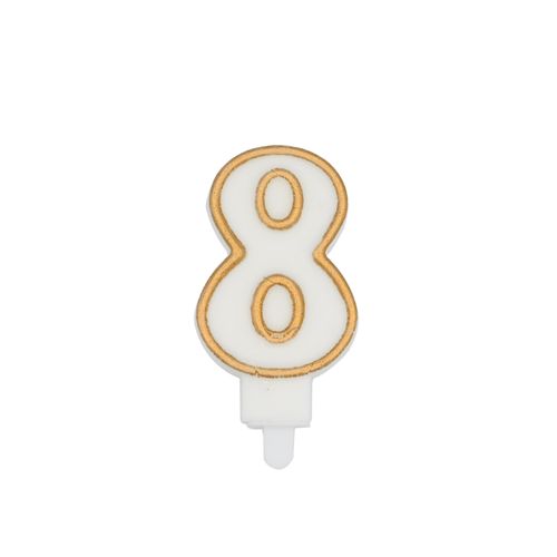 נר יום הולדת מספר 8 + מסגרת - זהב