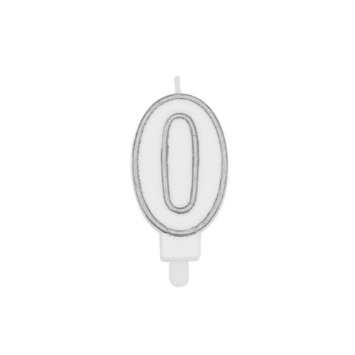 נר יום הולדת מספר 0 + מסגרת - כסף