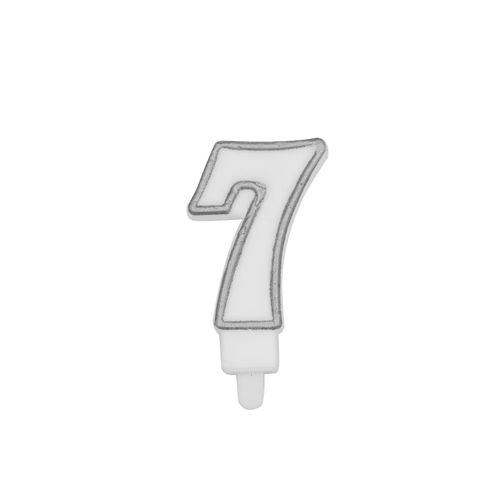 נר יום הולדת מספר 7 + מסגרת - כסף