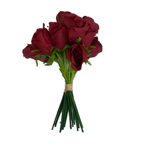 בוקט שושנים מפלסטיק 30 ס"מ - בורדו