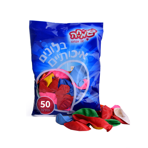 שקית בלונים צבעים מעורבים  50 יח'