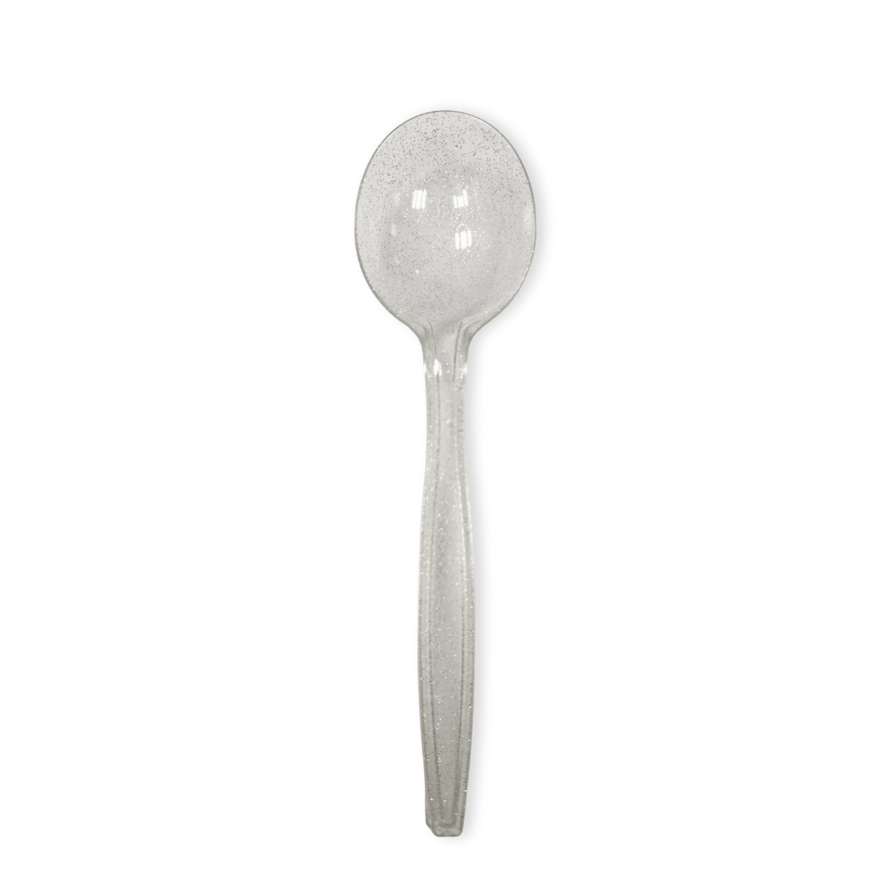 כפות מפלסטיק 50 יח' - ניצוצות כסף