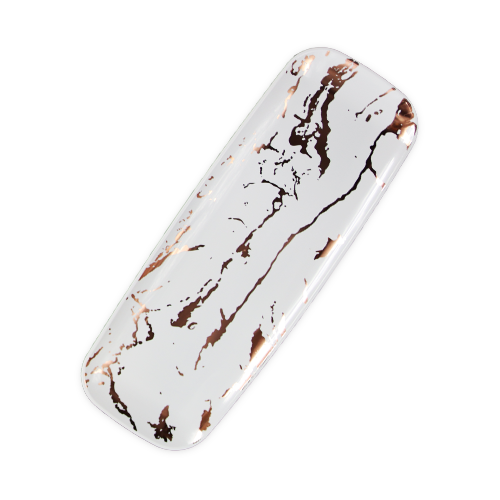 מגש שף פלסטיק גרניט - לבן ברונזה