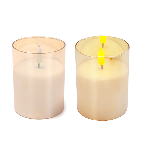 דמוי נר זכוכית 10ס"מ - קרם