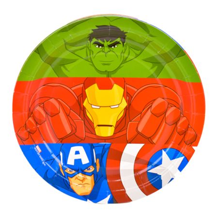 צלחת נייר 7 יום הולדת הנוקמים 8 יח' - צבעוני