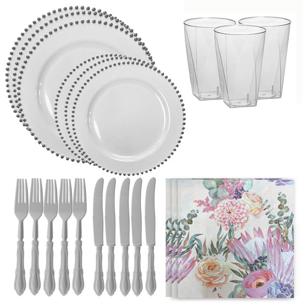 חבילת אירוח יוקרתית פנינה ל8 סועדים - לבן כסף