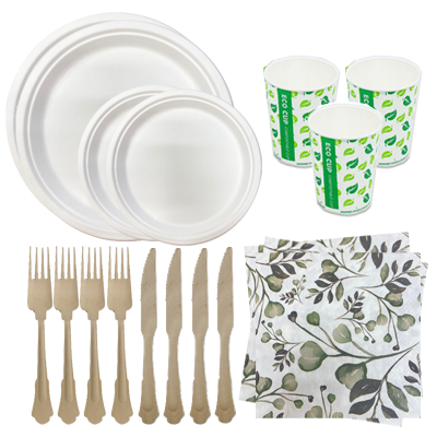 חבילת אירוח קנה סוכר מתכלה 25 סועדים - עגול