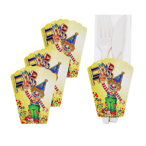 חבק לסכו"ם מקרטון פורים שמח 10 יח'